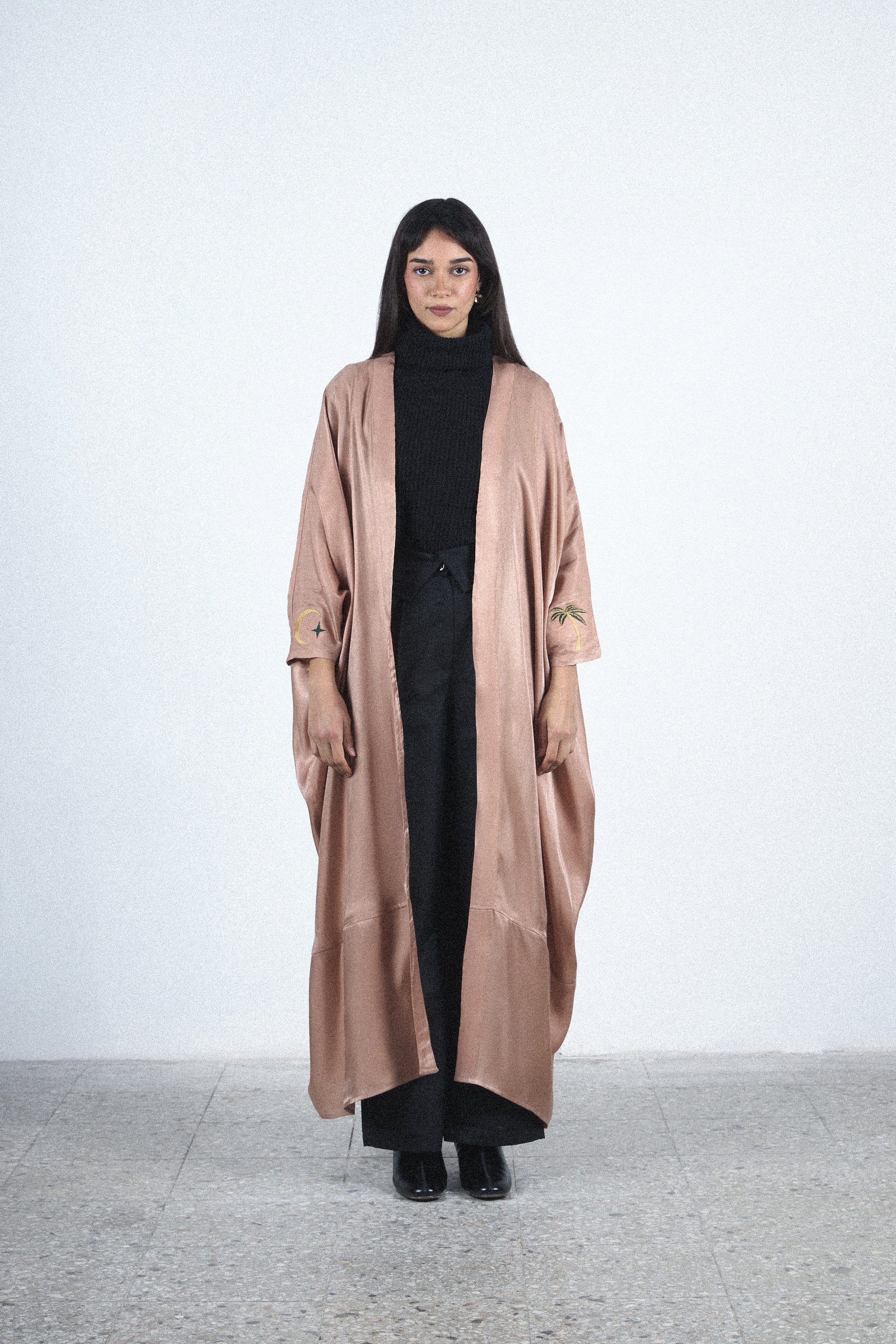 Moon Embroidered abaya - Beige