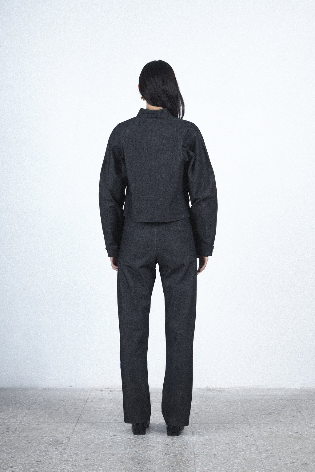 Gray curved blazer set