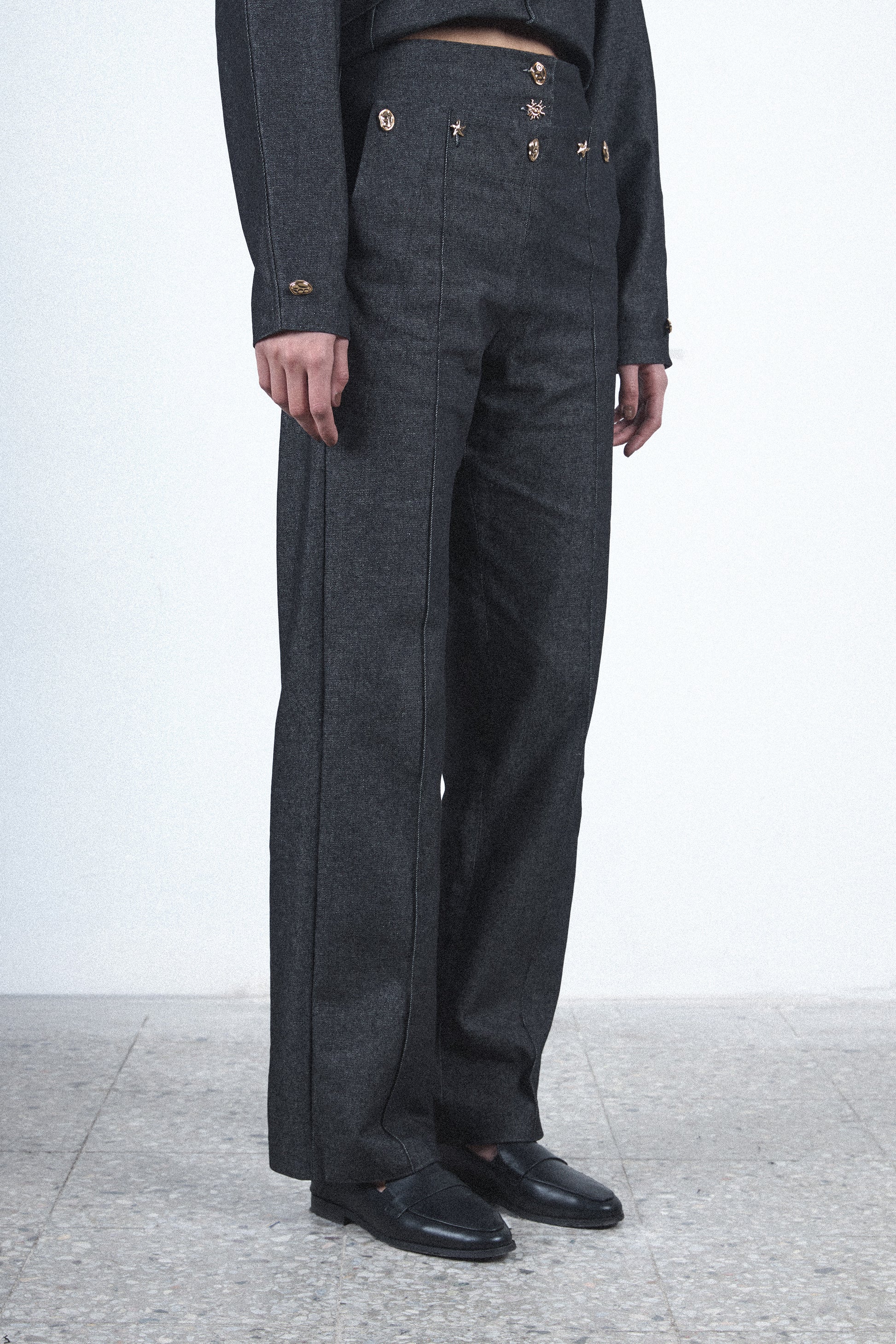 Gray curved blazer set