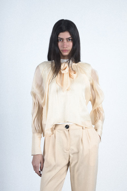 Cream bow blouse