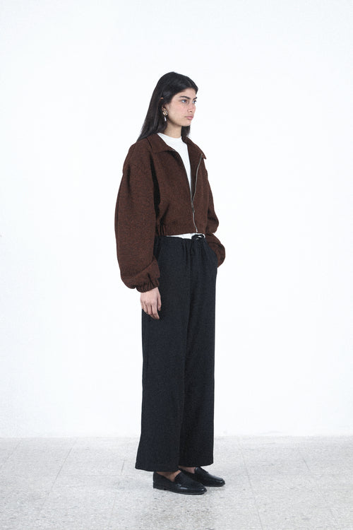 Brown cropped zip jacket — Brown