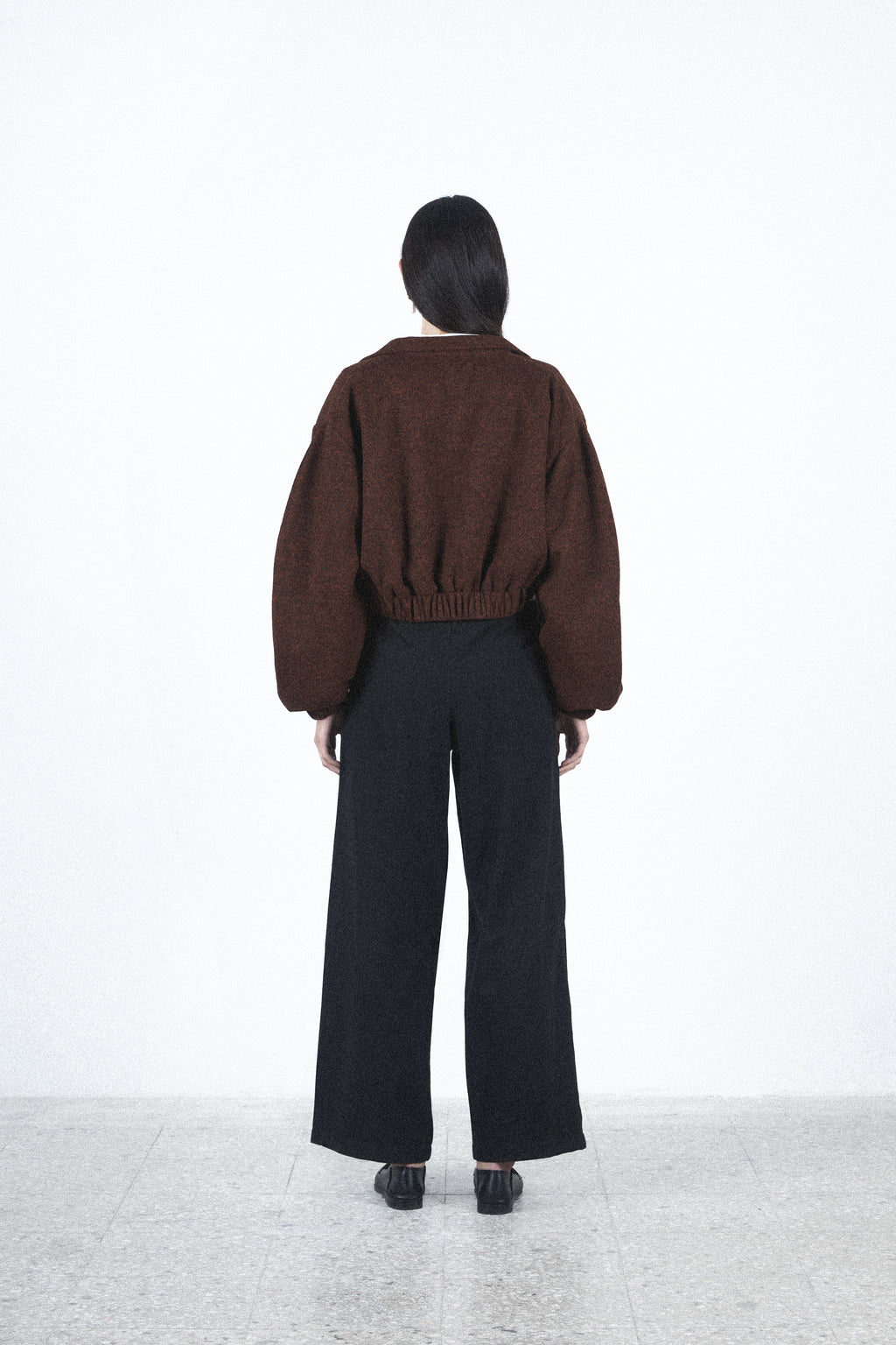 Brown cropped zip jacket — Brown