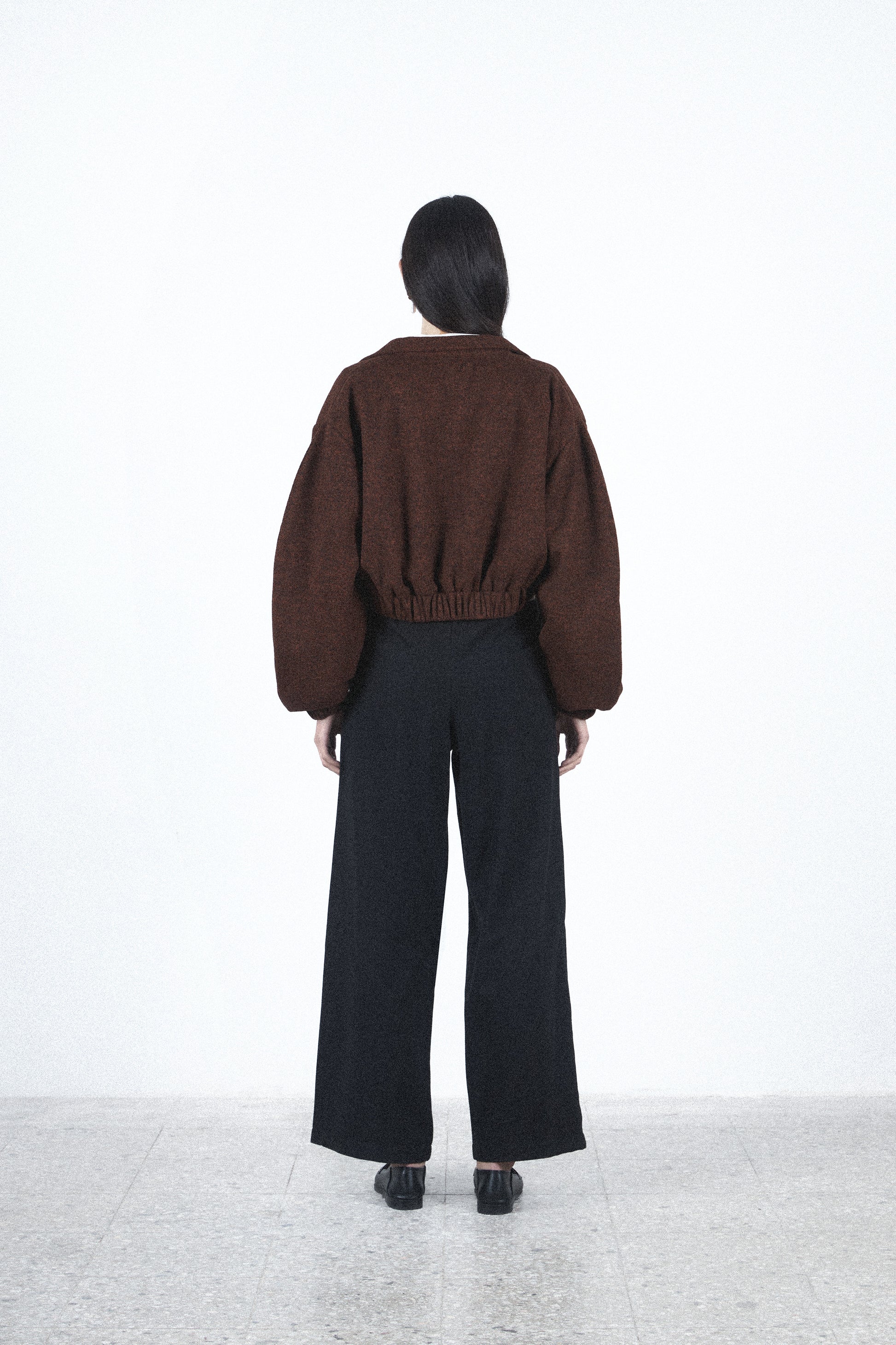 Brown cropped zip jacket — Brown