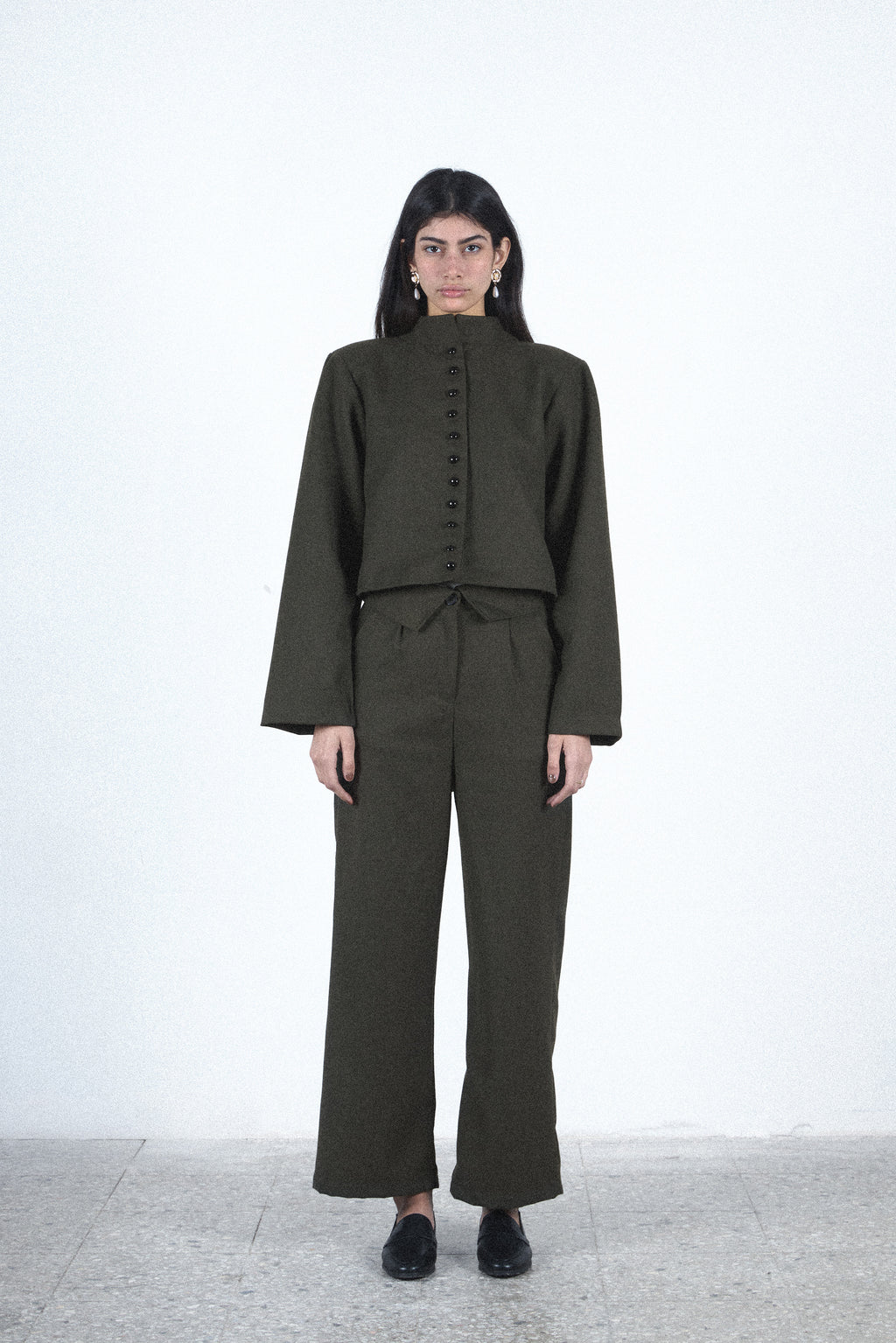 Olive buttoned set