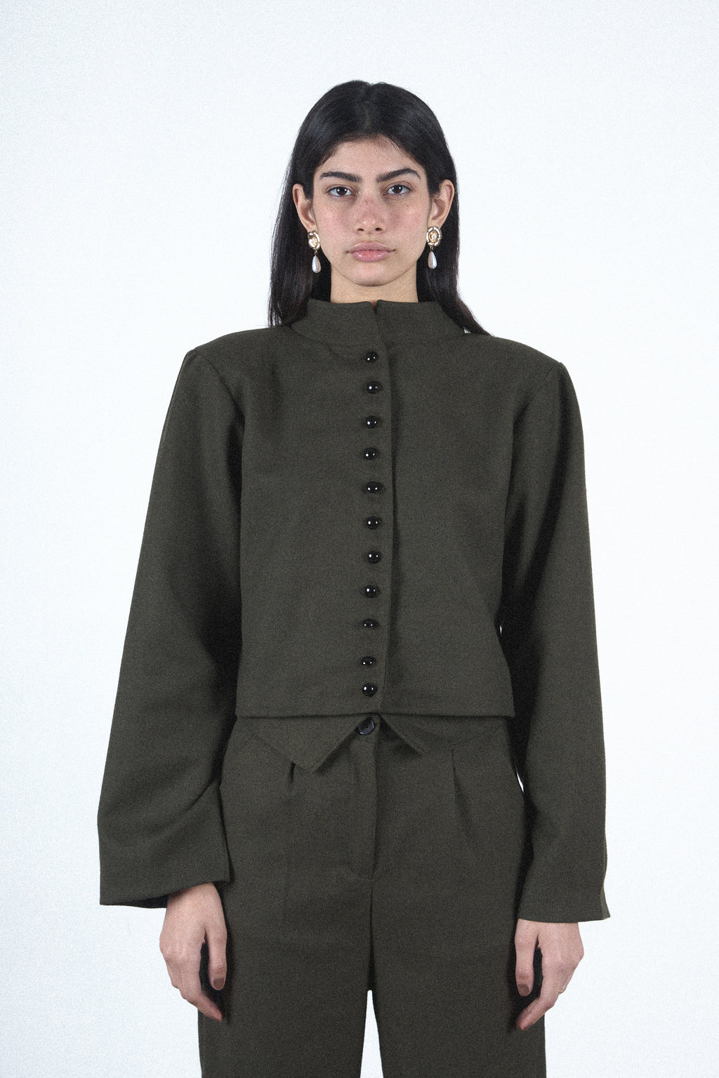 Olive buttoned set