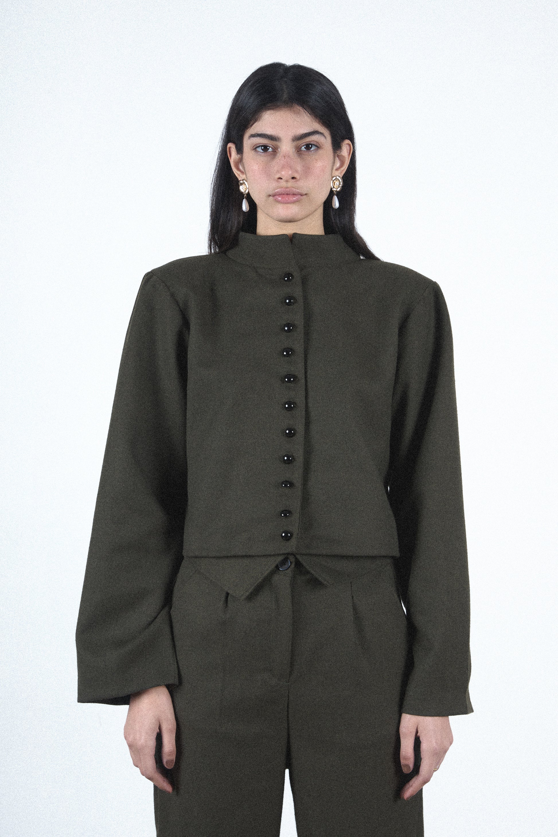 Olive buttoned set