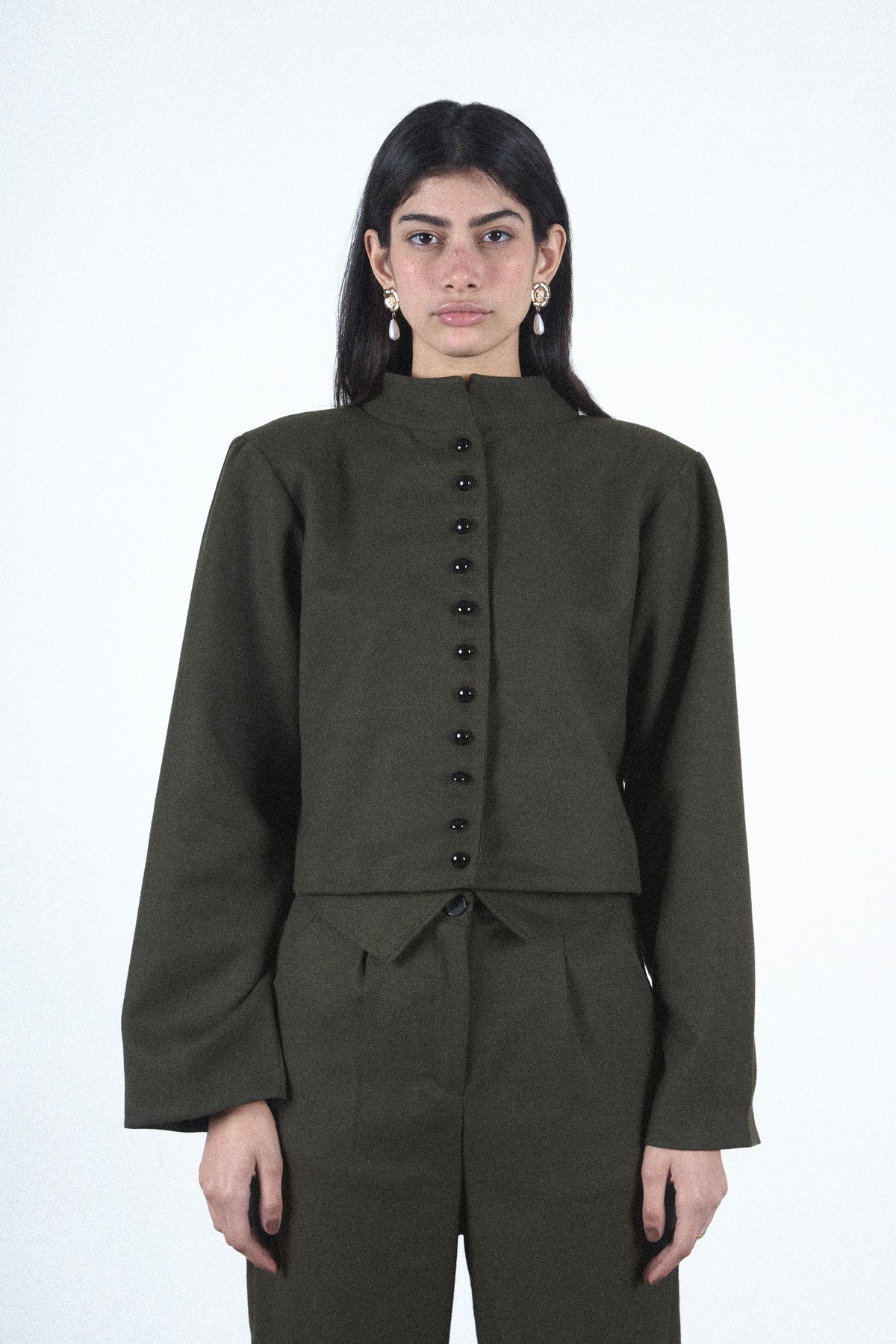 Olive buttoned set