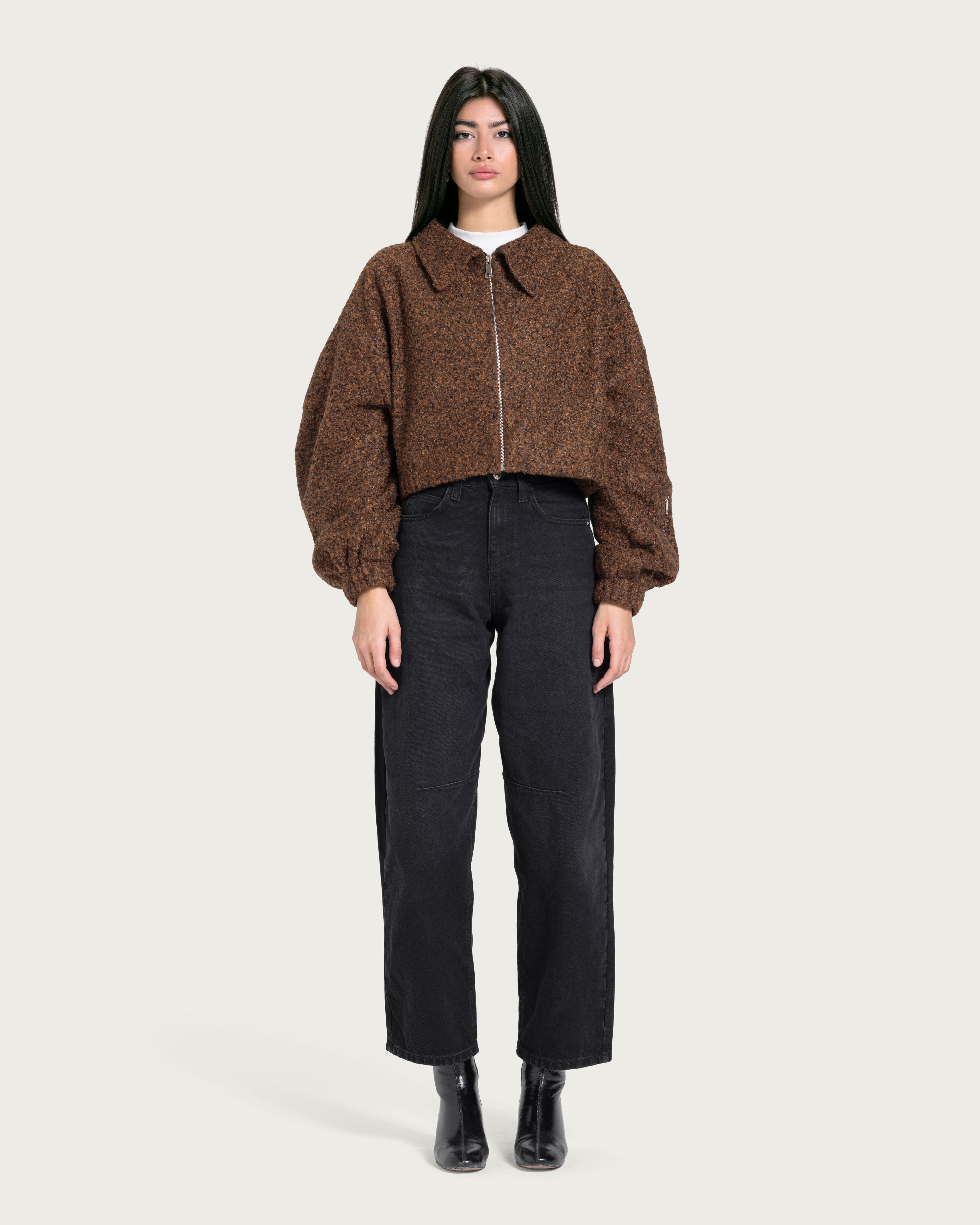 VAÏ Cropped Volume Jacket – Brown
