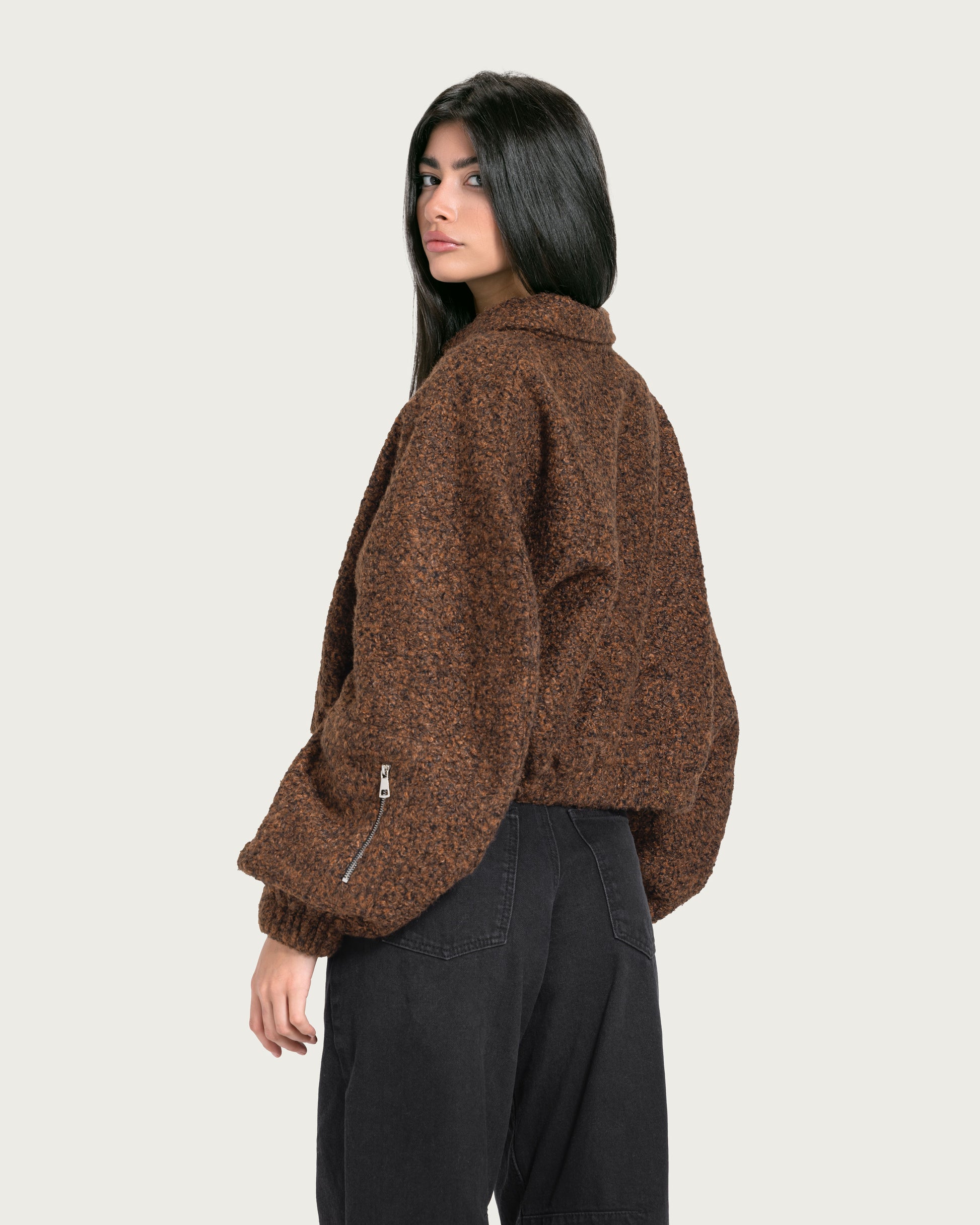 VAÏ Cropped Volume Jacket – Brown