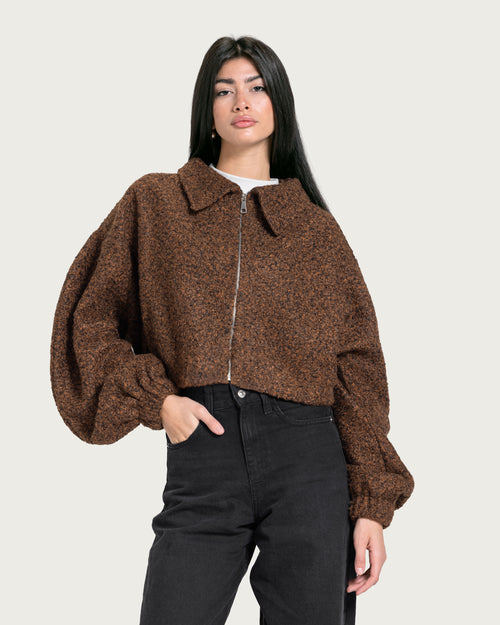 VAÏ Cropped Volume Jacket – Brown