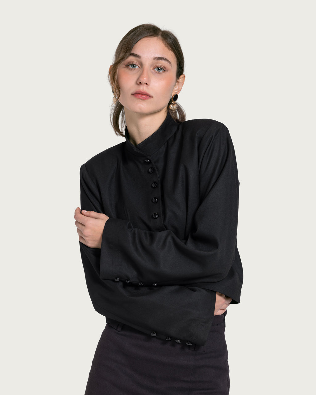 VAÏ Buttoned Blazer - Black