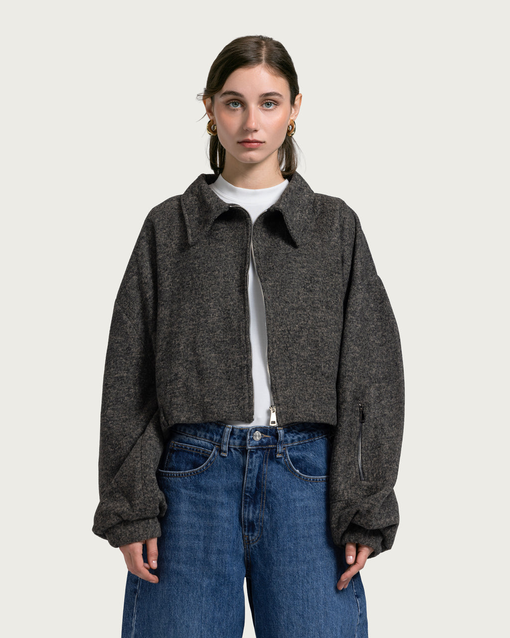 VAÏ Cropped Volume Jacket – Gray