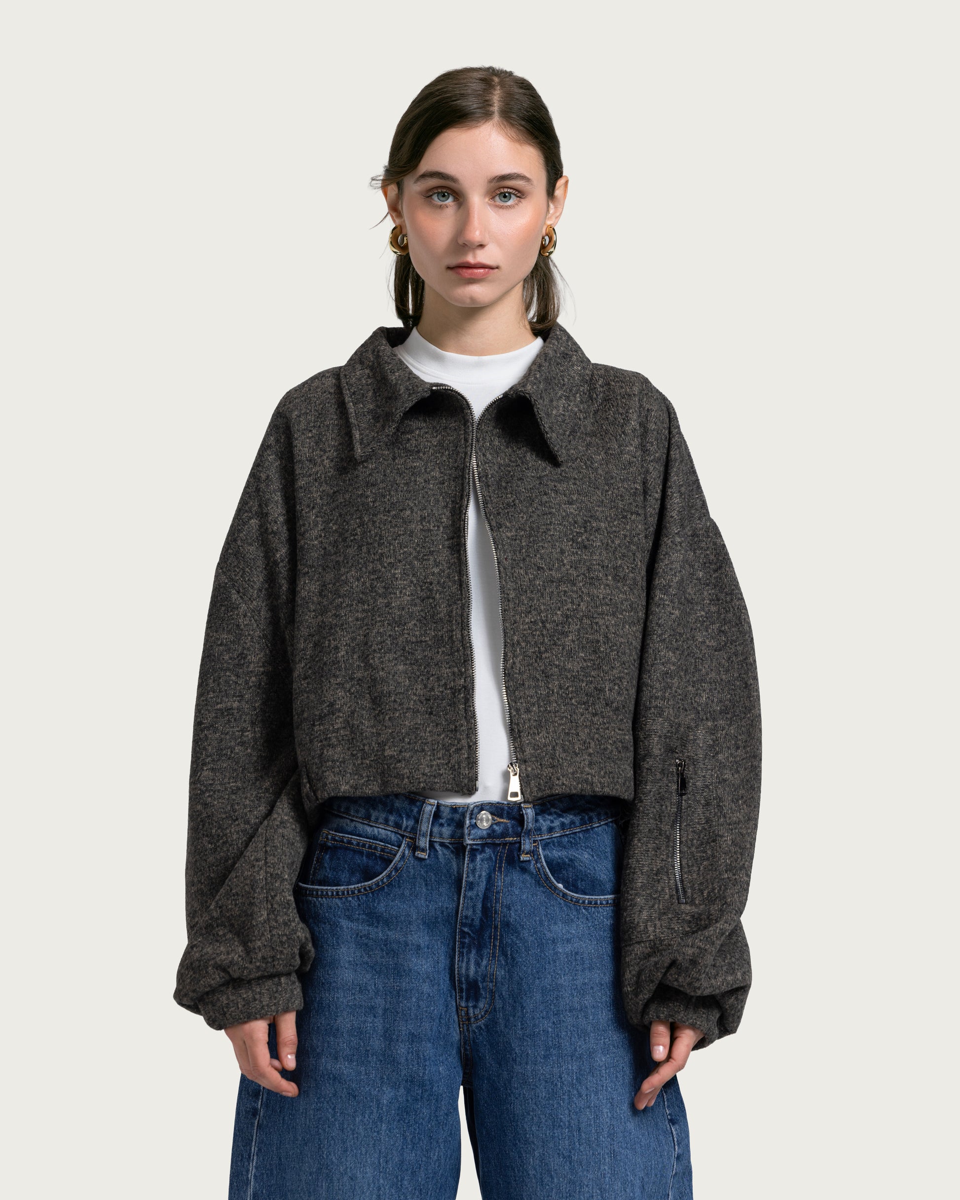 VAÏ Cropped Volume Jacket – Gray