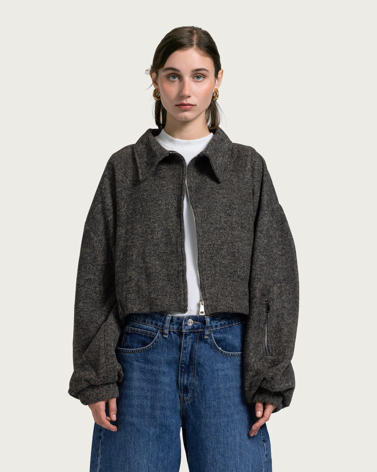 VAÏ Cropped Volume Jacket – Gray
