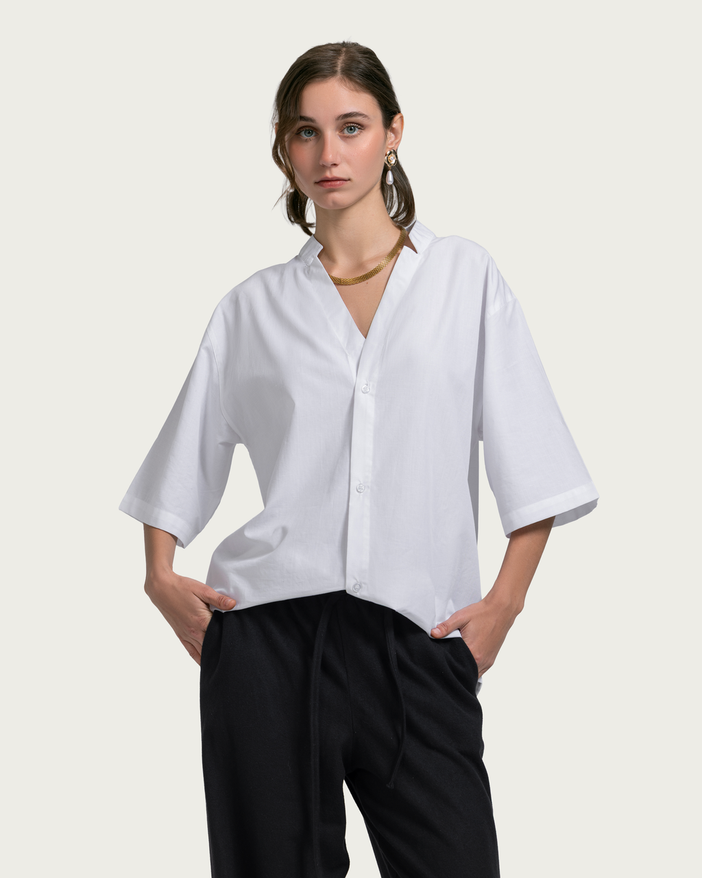 VAÏ Relaxed Short-Sleeve Shirt - White