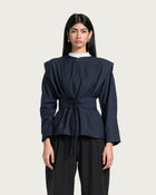 VAÏ Structured Tie Blazer  - Deep Blue