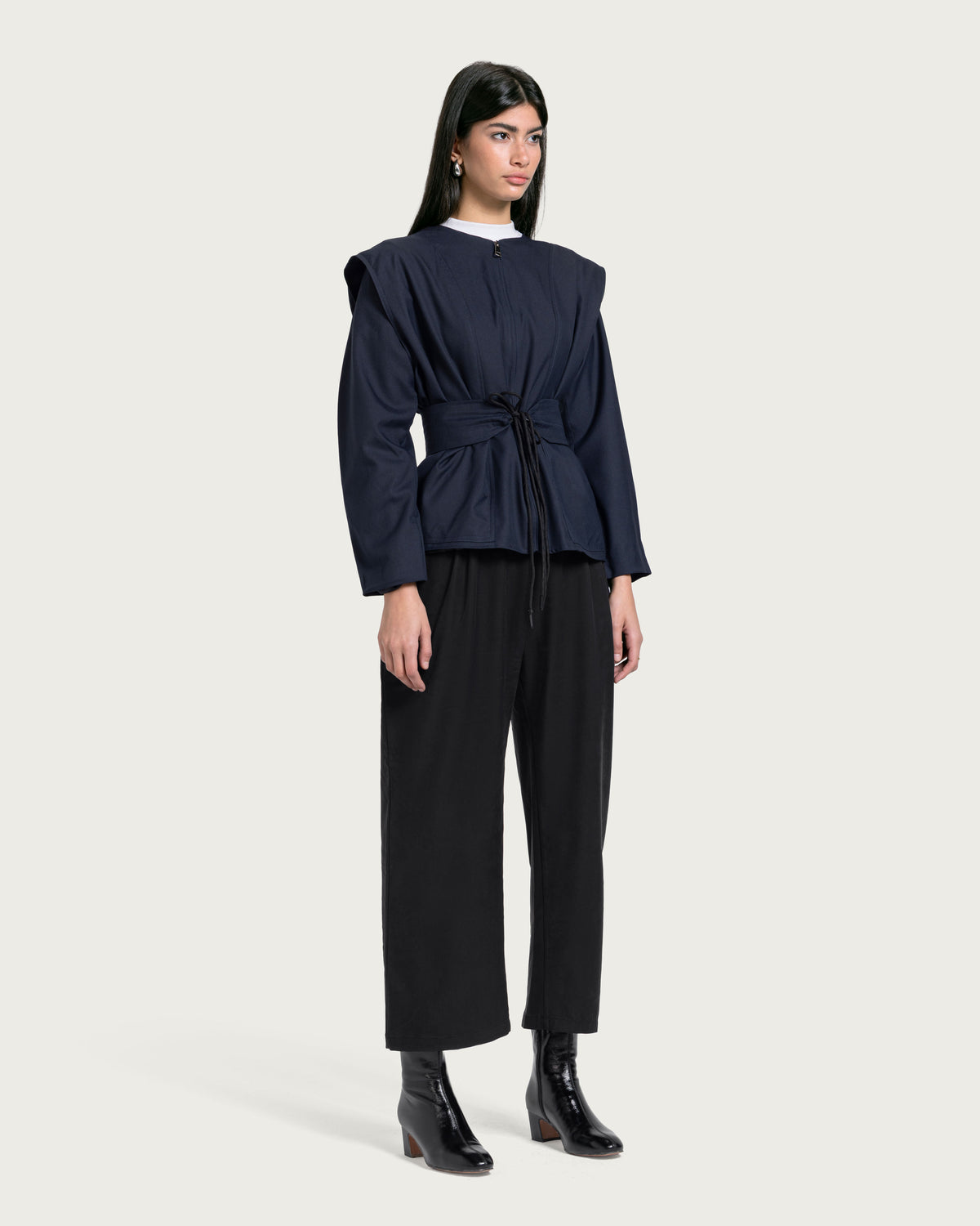 VAÏ Structured Tie Blazer  - Deep Blue