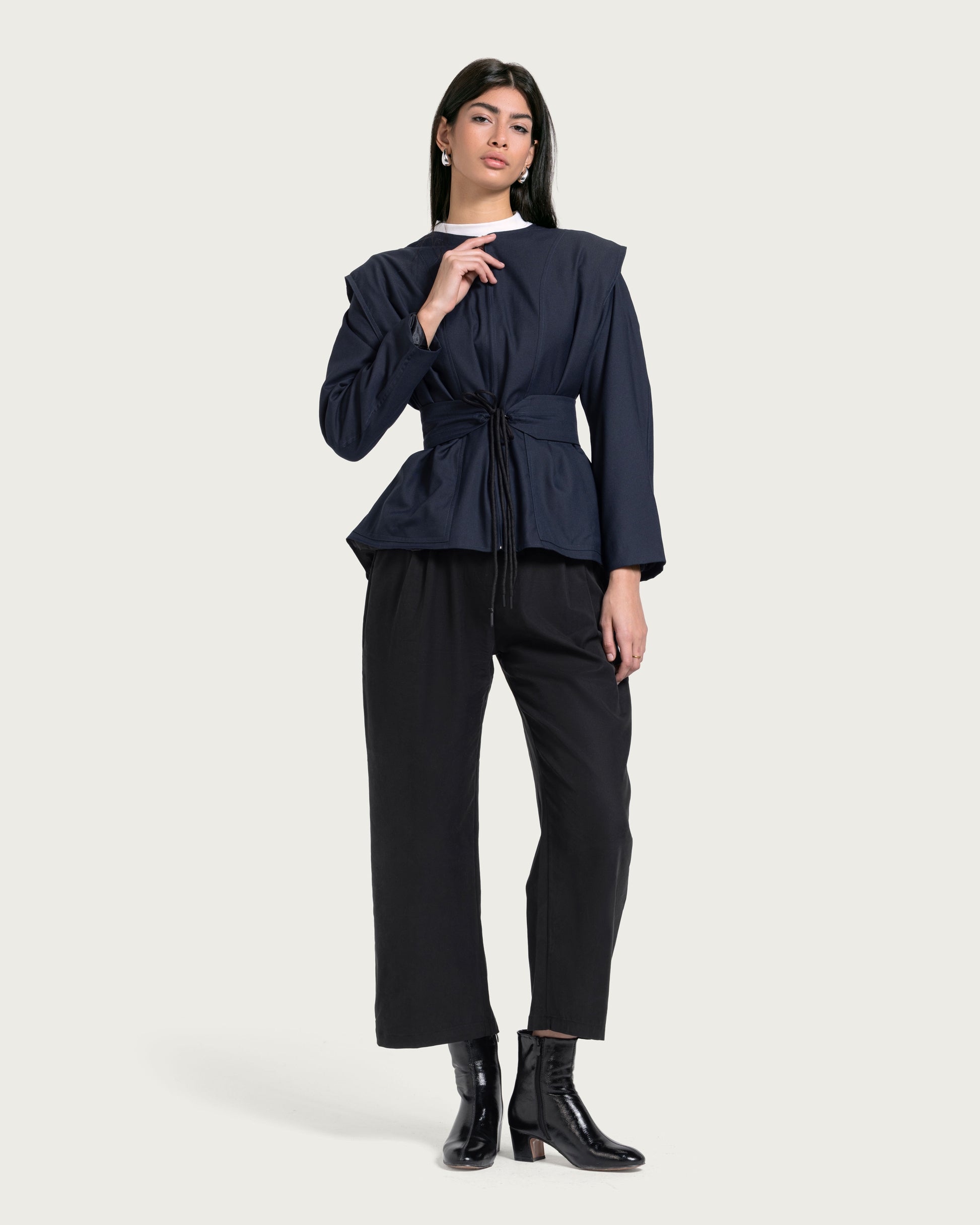 VAÏ Structured Tie Blazer  - Deep Blue