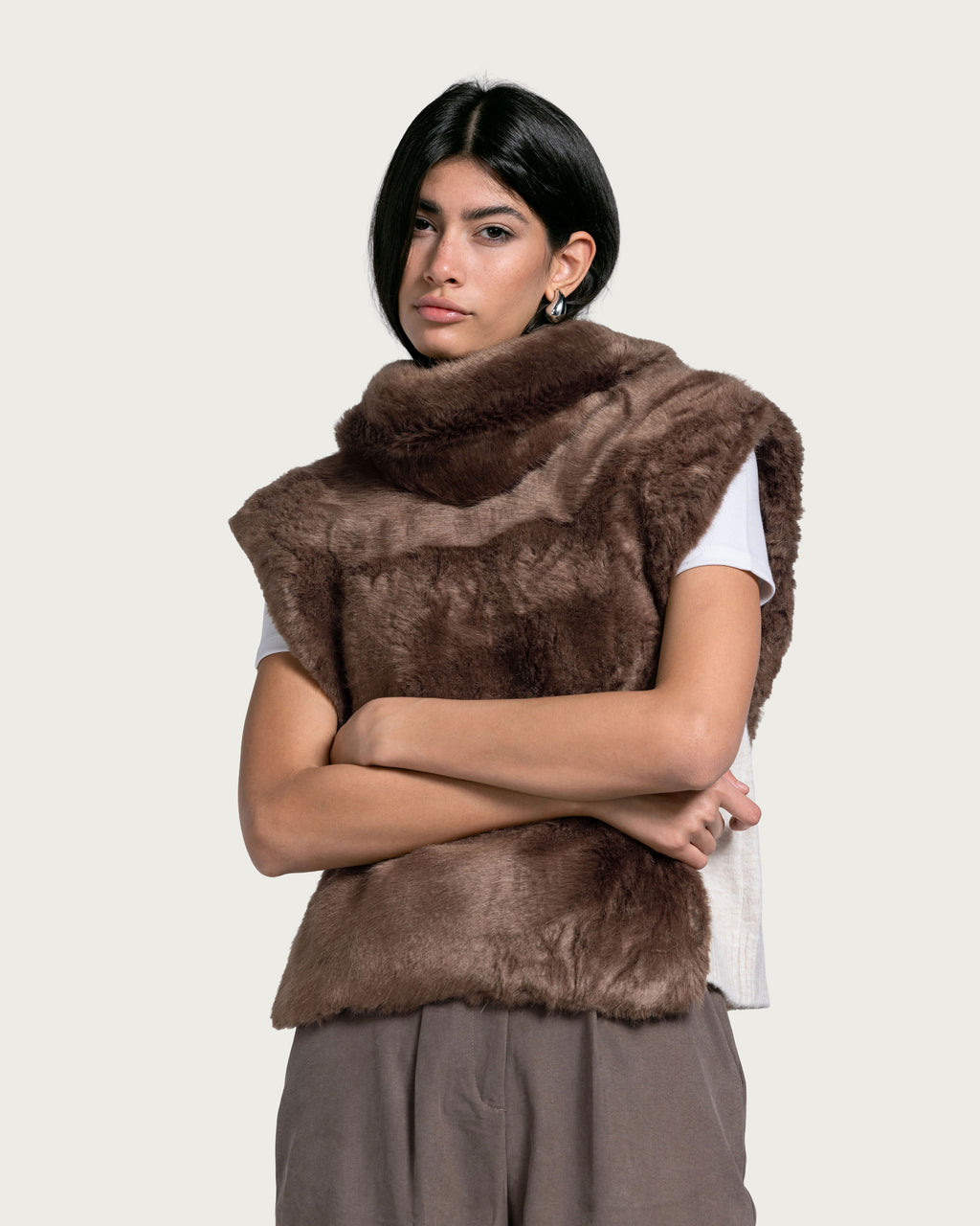 VAÏ Soft Fur Vest - Brown