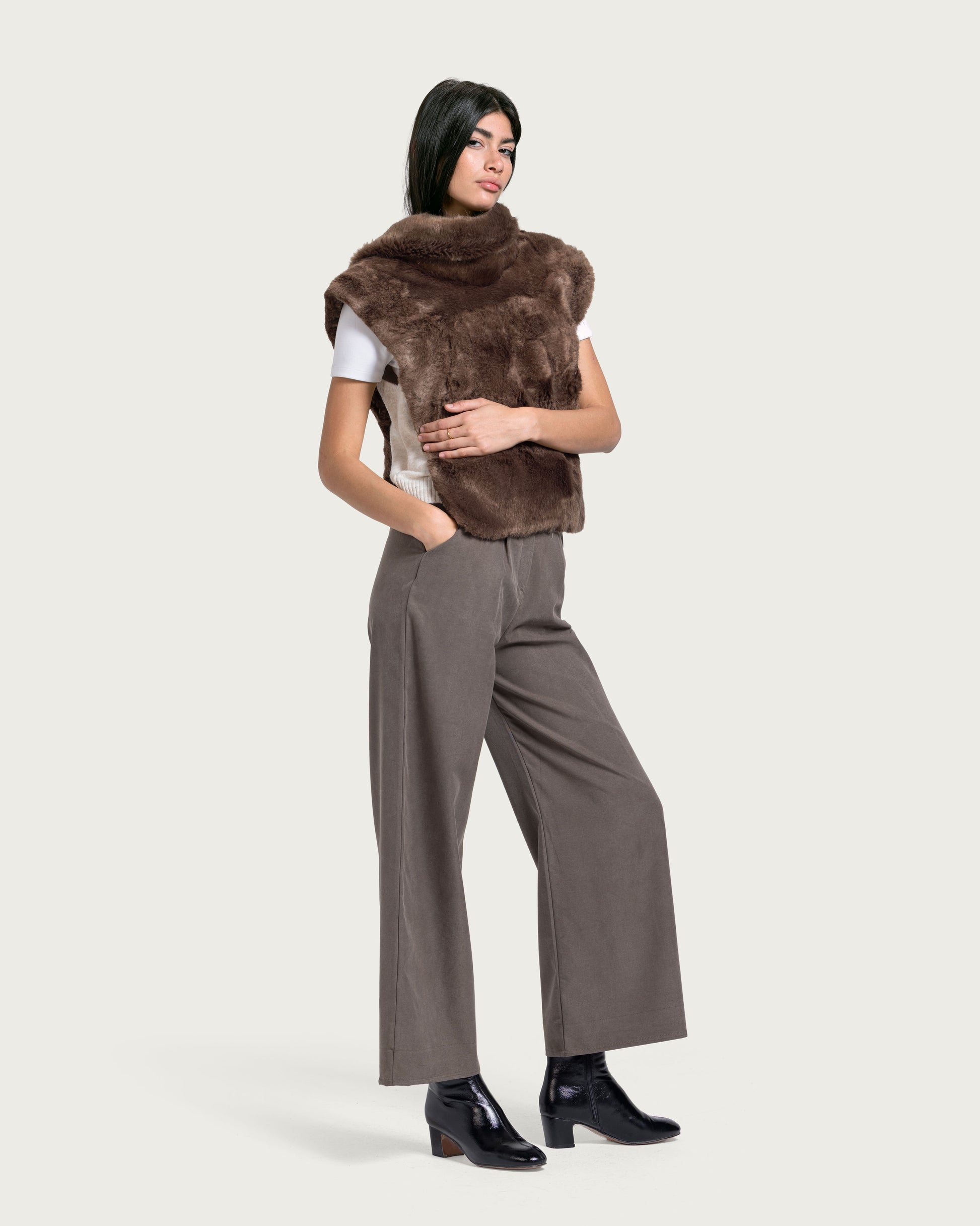 VAÏ Tailored Wide-Leg Pants - Brown